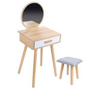 NJSV Vanity Makeup Dressing Table Set w/Stool Quir Vanity Desk Makeup Vanity Side Tables Bedroom Vanity Table Portable Desk Vanity Set