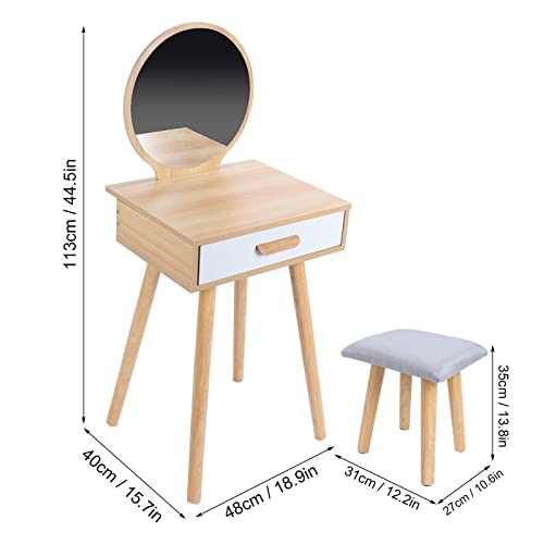 NJSV Vanity Makeup Dressing Table Set w/Stool Quir Vanity Desk Makeup Vanity Side Tables Bedroom Vanity Table Portable Desk Vanity Set