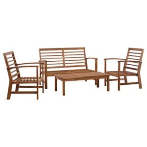 mbfluuml patio dining sets, lawn garden backyard deck patio table and chairs, 4 piece patio lounge set solid acacia wood suitable for patio, porch, backyard, balcony.