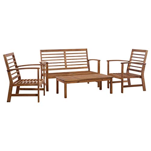MBFLUUML Patio Dining Sets, Lawn Garden Backyard Deck Patio Table and Chairs, 4 Piece Patio Lounge Set Solid Acacia Wood Suitable for Patio, Porch, Backyard, Balcony.
