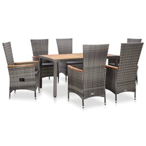 mbfluuml outdoor patio furniture, patio dining sets, 7 piece patio dining set with cushions poly rattan gray suitable for patio, porch, backyard, balcony.