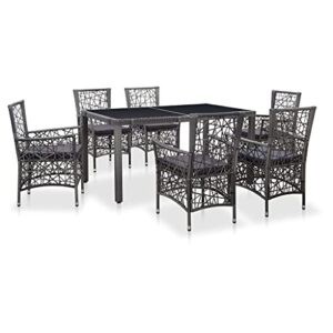 mbfluuml outdoor patio furniture, patio dining sets, 7 piece patio dining set poly rattan gray suitable for patio, porch, backyard, balcony.