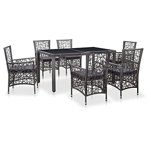 MBFLUUML Outdoor Patio Furniture, Patio Dining Sets, 7 Piece Patio Dining Set Poly Rattan Gray Suitable for Patio, Porch, Backyard, Balcony.