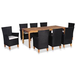 mbfluuml bistro table set, outdoor patio furniture, 9 piece patio dining set poly rattan black and brown suitable for patio, porch, backyard, balcony.