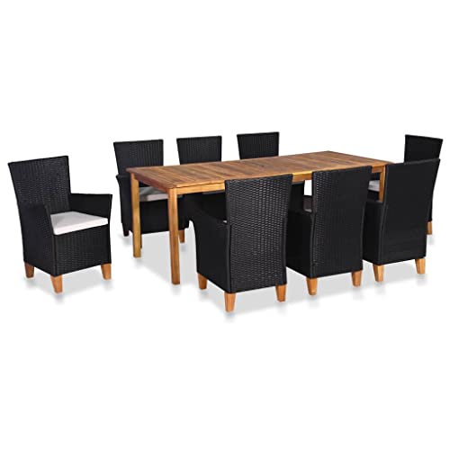 MBFLUUML Bistro Table Set, Outdoor Patio Furniture, 9 Piece Patio Dining Set Poly Rattan Black and Brown Suitable for Patio, Porch, Backyard, Balcony.