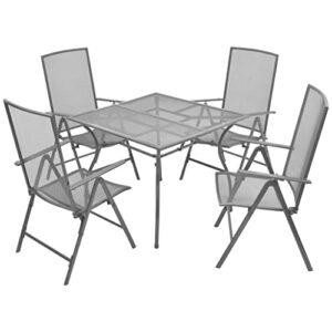 mbfluuml patio dining sets, outdoor patio furniture, 5 piece patio dining set with folding chairs steel anthracite suitable for patio, porch, backyard, balcony.