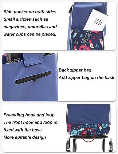 Wcxixo Waterproof Oxford Cloth Shopping Bag, Foldable Shopping Cart Bag, Reusable Trolley Replacement Bags, Large Capacity Shopping Cart Spare Bag