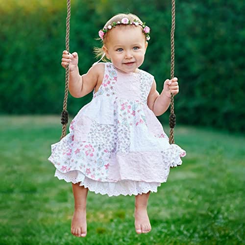 Kids Hanging Swing Outdoor Play Wooden Tree Swing with Ropes Toddlers