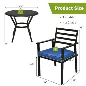 ZLXDP 5PCS Outdoor Patio Dining Chair Table Set Cushioned Sofa Glass Garden