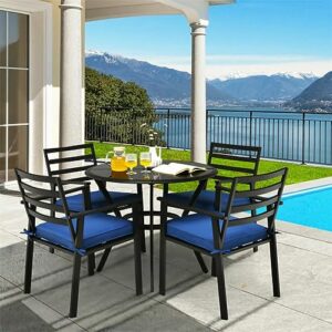 ZLXDP 5PCS Outdoor Patio Dining Chair Table Set Cushioned Sofa Glass Garden