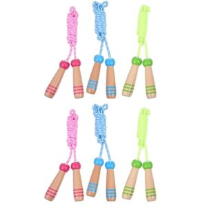 inoomp 6 pcs adjustable skipping rope jump ropes wooden handle jump rope cotton skipits for kids exercise jump rope adult jump rope exercise equipment portable skipping rope nylon aldult