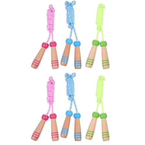 INOOMP 6 pcs adjustable skipping rope jump ropes wooden handle jump rope Cotton skipits for kids exercise jump rope adult jump rope Exercise Equipment Portable Skipping Rope nylon aldult