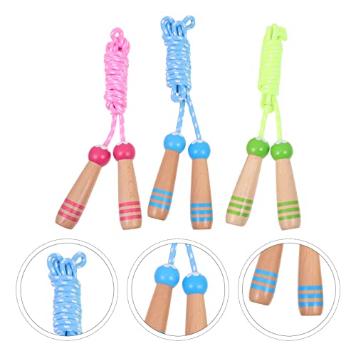 INOOMP 6 pcs adjustable skipping rope jump ropes wooden handle jump rope Cotton skipits for kids exercise jump rope adult jump rope Exercise Equipment Portable Skipping Rope nylon aldult