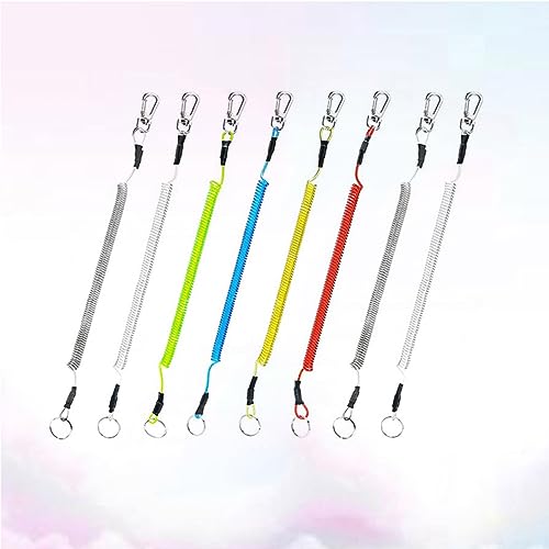 BESPORTBLE 24 Pcs Fishing Kayaks Fishing Gadgets Wire Fishing Tools Fishing Tether Kayak Tether Coiled Lanyard Security Gear Tools Plastic Key Rings Retractable Elastic Ropes Marine Miss Rope