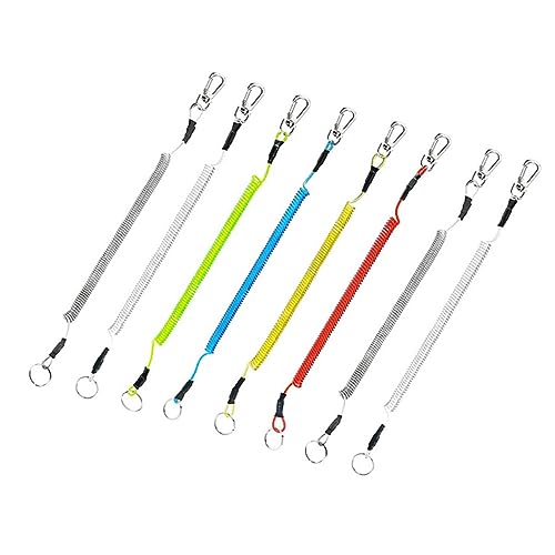 BESPORTBLE 24 Pcs Fishing Kayaks Fishing Gadgets Wire Fishing Tools Fishing Tether Kayak Tether Coiled Lanyard Security Gear Tools Plastic Key Rings Retractable Elastic Ropes Marine Miss Rope