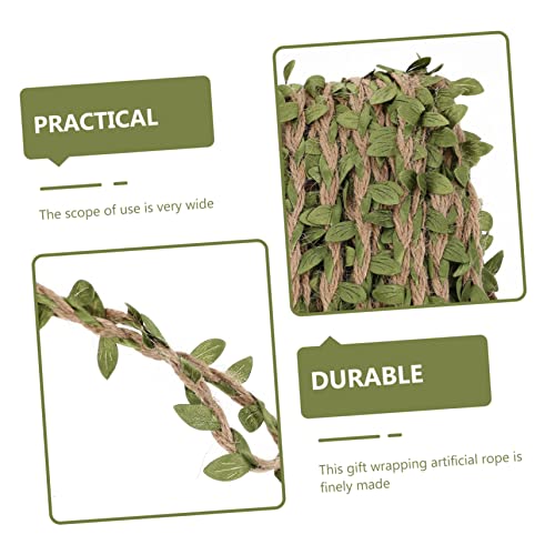 OSALADI 3 Rolls Simulated Rope and Rattan Handmade Gifts Jungle Decorations Plant Accessories Natural Burlap Rope Burlap Wreath Fake Leaf Plant Garland Crafts Making Rope Natural Rope