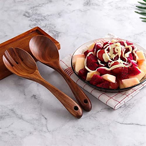 GEEKLLS Breakfast Tray Wooden Dried Fruit Dish Solid Wood Tableware Food Serving Tray Pcs Long Handle Wooden Mixing Spoon