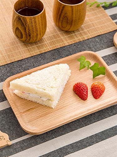 GEEKLLS Breakfast Tray Wooden Tray Solid Wood Rectangular Breakfast Plate Sushi Snack Bread Dessert Barbecue Cake Easy to Carry Multifunctional