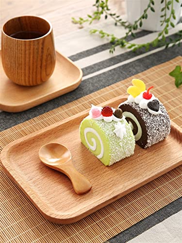 GEEKLLS Breakfast Tray Wooden Tray Solid Wood Rectangular Breakfast Plate Sushi Snack Bread Dessert Barbecue Cake Easy to Carry Multifunctional