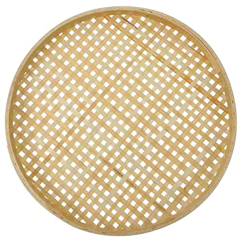 GEEKLLS Breakfast Tray Basket Tray Baskets Storage Serving Shallowflat Round Weaving Bread Sieve Farmhouse Vegetable Snack Kitchen (Color : 22CM22X22X1.5CM)