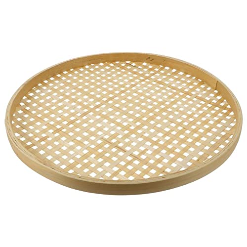 GEEKLLS Breakfast Tray Basket Tray Baskets Storage Serving Shallowflat Round Weaving Bread Sieve Farmhouse Vegetable Snack Kitchen (Color : 22CM22X22X1.5CM)