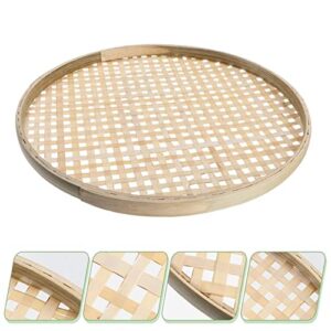 GEEKLLS Breakfast Tray Basket Tray Baskets Storage Serving Shallowflat Round Weaving Bread Sieve Farmhouse Vegetable Snack Kitchen (Color : 22CM22X22X1.5CM)