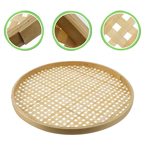 GEEKLLS Breakfast Tray Basket Tray Baskets Storage Serving Shallowflat Round Weaving Bread Sieve Farmhouse Vegetable Snack Kitchen (Color : 22CM22X22X1.5CM)