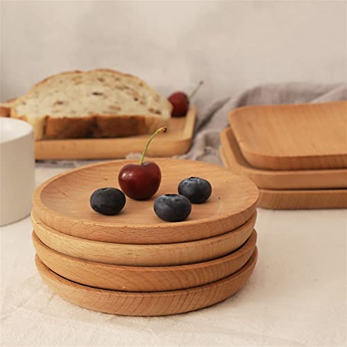 GEEKLLS Breakfast Tray Wood Plates for Food Dishes for Serving Storage Tray Tableware Fruit Cake Dessert Cake Stand Decorative Serving Tray (Color : 12.8cm)