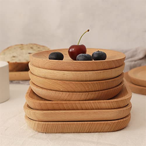 GEEKLLS Breakfast Tray Wood Plates for Food Dishes for Serving Storage Tray Tableware Fruit Cake Dessert Cake Stand Decorative Serving Tray (Color : 12.8cm)