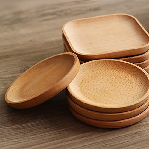 GEEKLLS Breakfast Tray Wood Plates for Food Dishes for Serving Storage Tray Tableware Fruit Cake Dessert Cake Stand Decorative Serving Tray (Color : 12.8cm)