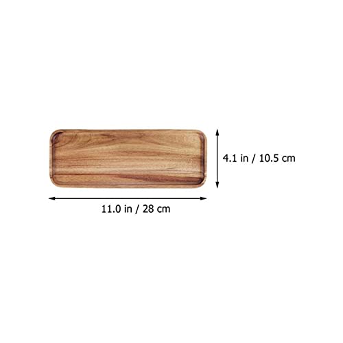 GEEKLLS Breakfast Tray Acacia Wood Serving Tray Square Rectangle Breakfast Sushi Snack Handle with Easy Cake Plate Bread Dessert Grooved Carry