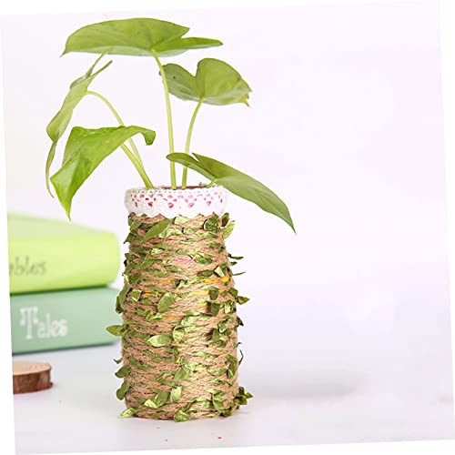 DOITOOL 3 Rolls Simulated Rope and Rattan Braid Accessories Plant Gift Jungle Decor Artificial Leaf Ribbon Natural Jute Rope Burlap Leaf Ribbon Simulation Rope Gift Wrapping Rope