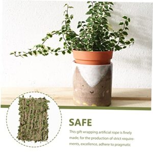 DOITOOL 3 Rolls Simulated Rope and Rattan Braid Accessories Plant Gift Jungle Decor Artificial Leaf Ribbon Natural Jute Rope Burlap Leaf Ribbon Simulation Rope Gift Wrapping Rope