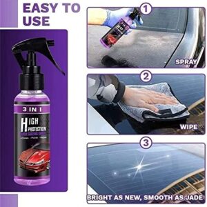 100ml Quick Coat Ceramic Coating Car Wax, 3 In 1 High Protection Quick Car Ceramic Coating Spray, Car Scratch Nano Repair Spray