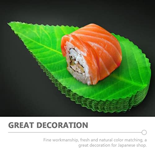 UPKOCH 200pcs Artificial Leaves Faux Tropical Leaves Sushi Grass Divider Bento Box Food Divider Decoration Sushi Baran for Hawaiian Luau Jungle Beach Party Kitchen Table Runner Centerpiece Place Mat