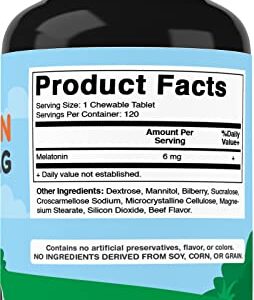 Vitamatic Melatonin for Dogs - 6 mg - 120 Beef Flavored Chewable Tablets ((Pack of 1))