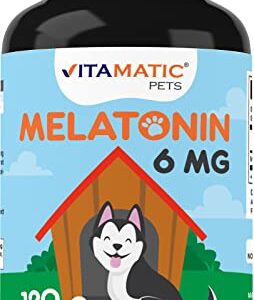 Vitamatic Melatonin for Dogs - 6 mg - 120 Beef Flavored Chewable Tablets ((Pack of 1))