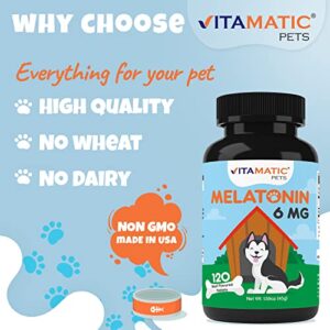 Vitamatic Melatonin for Dogs - 6 mg - 120 Beef Flavored Chewable Tablets ((Pack of 1))