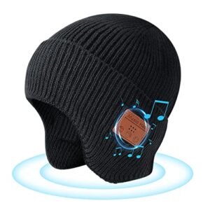 bluetooth beanie hat with headphones, wireless winter hat built-in microphone and stereo speakers (black)