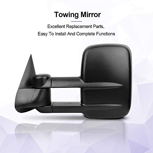 ANPART Upgrade Style Towing Mirrors Fit for 1999-2007 for Chevy/for GMC Silverado/Sierra 1500 2500HD 3500HD Tow Mirrors Manual Adjusted Manual Telescoping Black