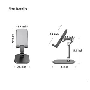 Cell Phone Stand for Desk, Adjustable Height and View Angle, Foldable Metal Cell Phone Holder for Android Phone 、iPhone and Tablet Like iPhone 13 Pro Xs Max Xr X Se 8 Ipad