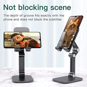 Cell Phone Stand for Desk, Adjustable Height and View Angle, Foldable Metal Cell Phone Holder for Android Phone 、iPhone and Tablet Like iPhone 13 Pro Xs Max Xr X Se 8 Ipad