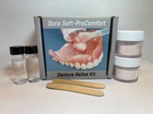 loose denture repair kit - refits and tightens loose dentures - eliminates loose dentures and sore gums - cure for loose and irritating dentures, pink