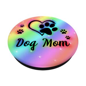 Cute Dog Paw Print Heart Rainbow Puppy Dog Mom PopSockets Swappable PopGrip