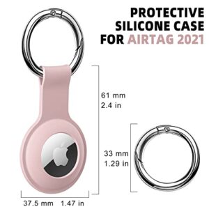 AirTag Holder Case, Arcmogo Apple Airtags Keychains with Ultra Light Silicone Sleeve Cover Compatible for Airtags, Pink