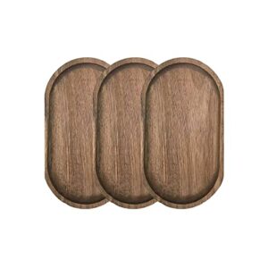 ptgvcta 3 pcs oval wood tray for food holder/bbq，cheese, sushi, holiday snacks，wood serving plate,tea serving tray,cup coaster,flower plant succulent tray, coaster,cake,succulent (acacia wood)…