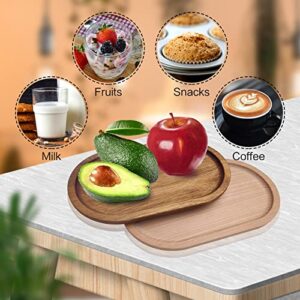 PTGVCTA 3 Pcs Oval Wood Tray for Food Holder/BBQ，Cheese, Sushi, Holiday Snacks，Wood Serving Plate,Tea Serving Tray,Cup Coaster,Flower Plant Succulent Tray, Coaster,Cake,Succulent (Acacia Wood)…