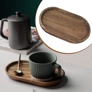 PTGVCTA 3 Pcs Oval Wood Tray for Food Holder/BBQ，Cheese, Sushi, Holiday Snacks，Wood Serving Plate,Tea Serving Tray,Cup Coaster,Flower Plant Succulent Tray, Coaster,Cake,Succulent (Acacia Wood)…