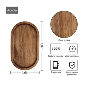 PTGVCTA 3 Pcs Oval Wood Tray for Food Holder/BBQ，Cheese, Sushi, Holiday Snacks，Wood Serving Plate,Tea Serving Tray,Cup Coaster,Flower Plant Succulent Tray, Coaster,Cake,Succulent (Acacia Wood)…