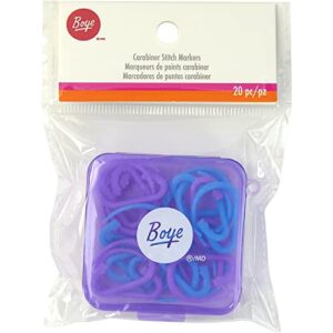 Boye Plastic Carabiner Stitch Markers for Knitting and Crochet, Multcolor 20 Piece